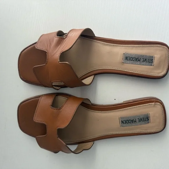 Steve Madden Tan Leather Flats Timeless Design - Picture 2 of 3